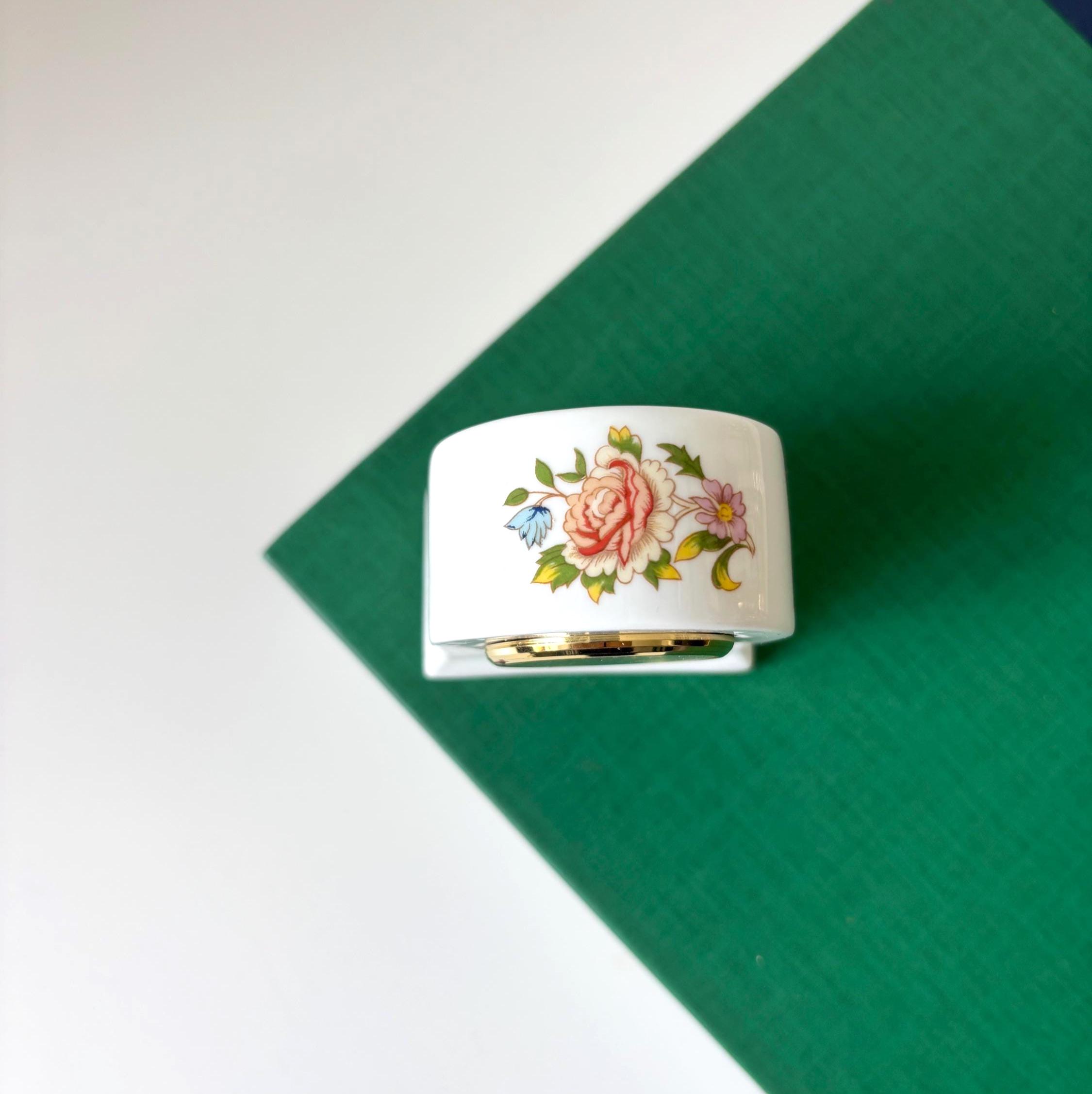 Vintage Aynsley Cottage Garden Fine Bone China Mantel Clock Made In England