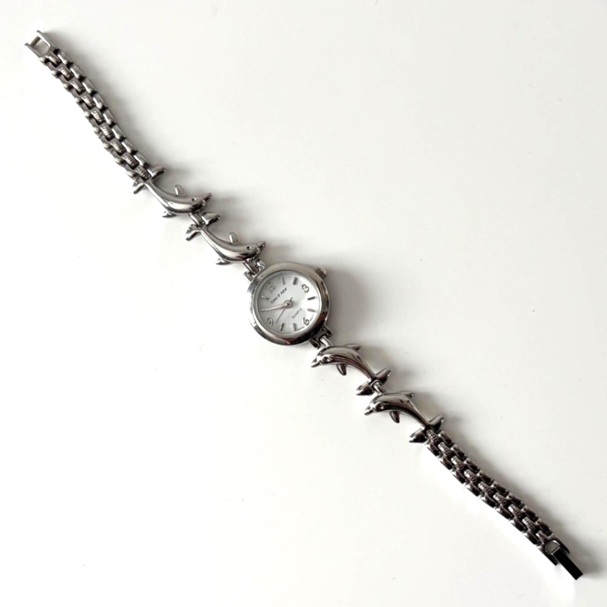 Vintage Dolphin Bracelet Watch Working Ladies Quartz Wristwatch Cote d’Azur