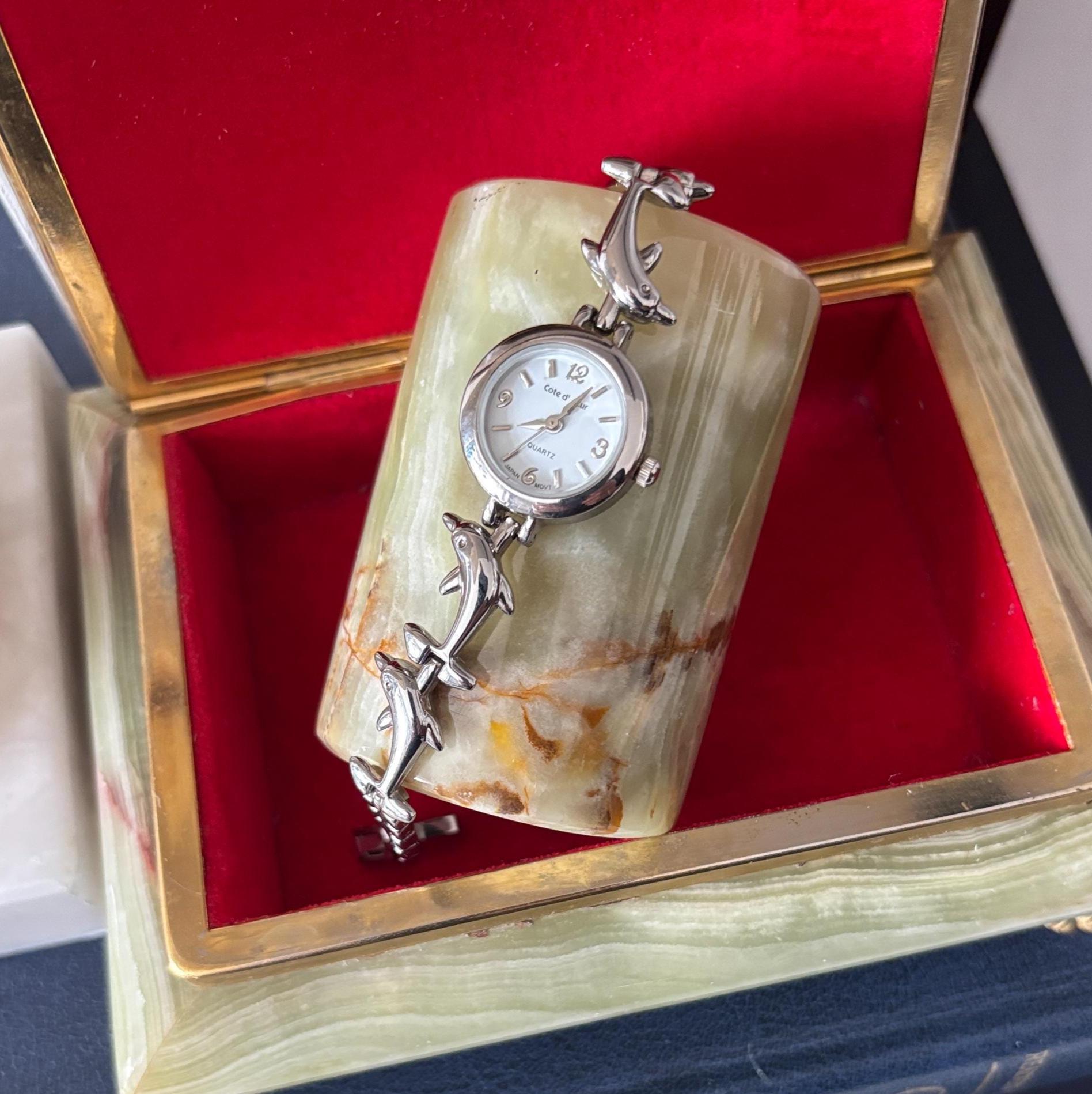 Vintage Dolphin Bracelet Watch Working Ladies Quartz Wristwatch Cote d’Azur