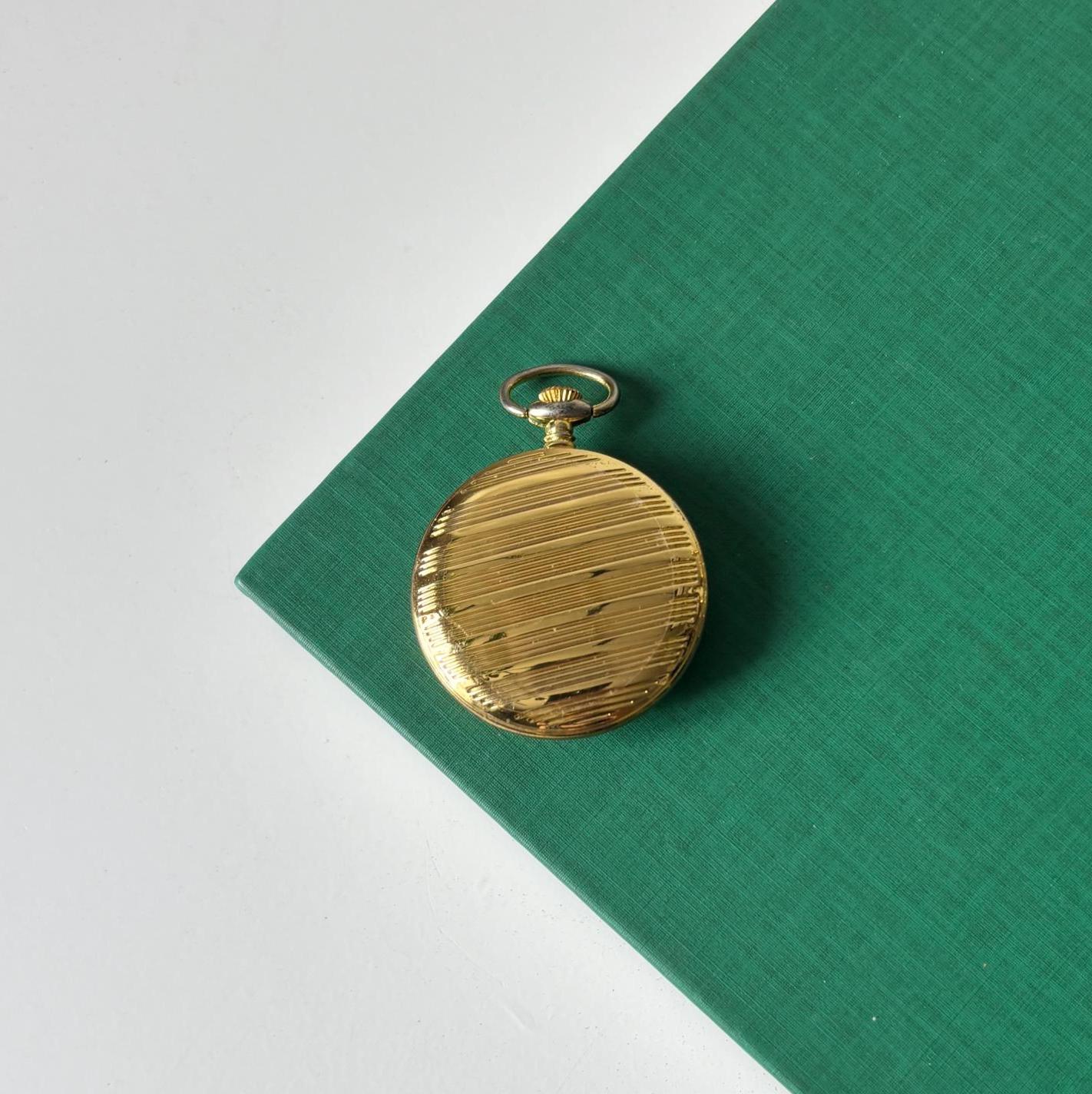 Vintage Gold Tone Quartz Pocket Watch White Dial Traditional Gentleman Style