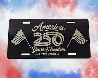 Placa de matrícula del 250 aniversario de Estados Unidos, placa patriótica de aluminio 1776-2026, placa de coche grabada de EE. UU., decoración del 4 de julio