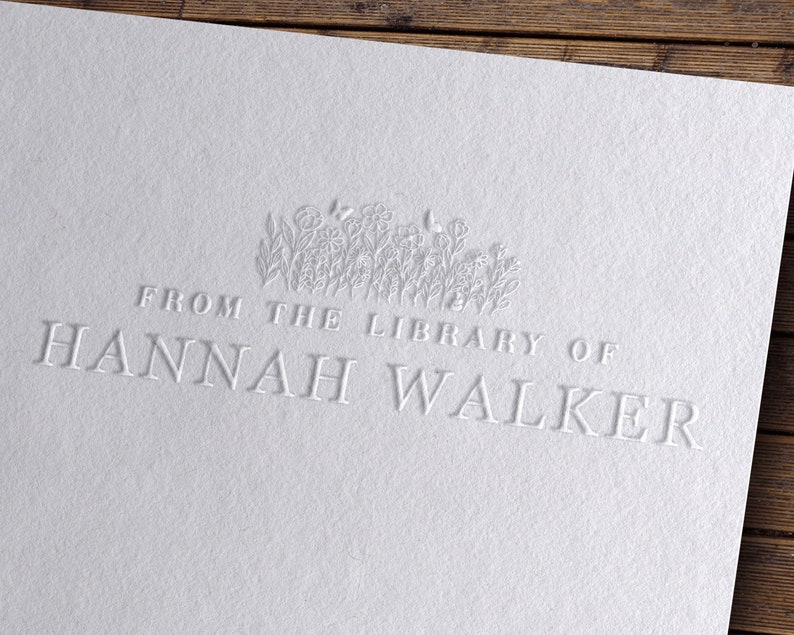 Minimal personalised book embosser stamp from the library of ex libris