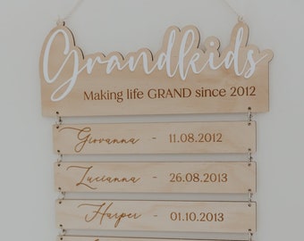 Grandkids wall hanging, Grandparent gift, Grandchildren birthday wall hanging, grandkids sign, family sign, mother's day gift, gifts for mum