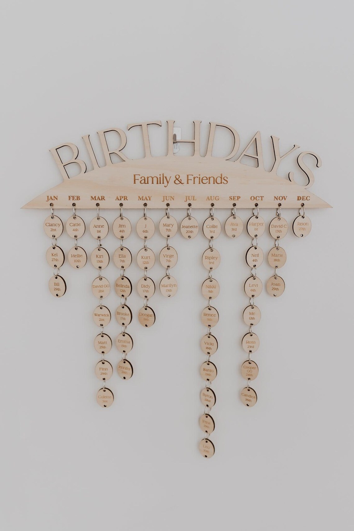 Birthday Calendar Wall Hanging - Pine Arch Cutout, Birthdays, Wooden ...
