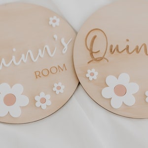 Baby/Kids Bedroom Plaque Acrylic Daisy, Wood Bedroom Sign, Kids room decor, nursery decor