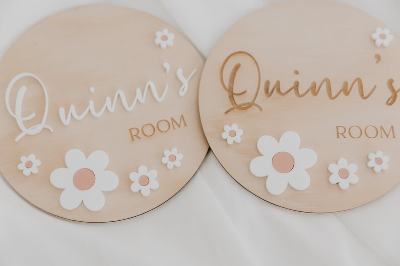 Baby/Kids Bedroom Plaque Acrylic Daisy, Wood Bedroom Sign, Kids room decor, nursery decor