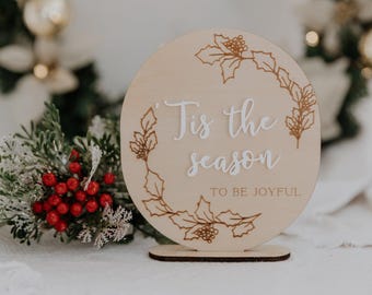 Holly 'Tis the Season Weihnachts-Schild, Weihnachtsdekoration, Weihnachtsdekoration für Büro, Dekoration für Zuhause, XMAS