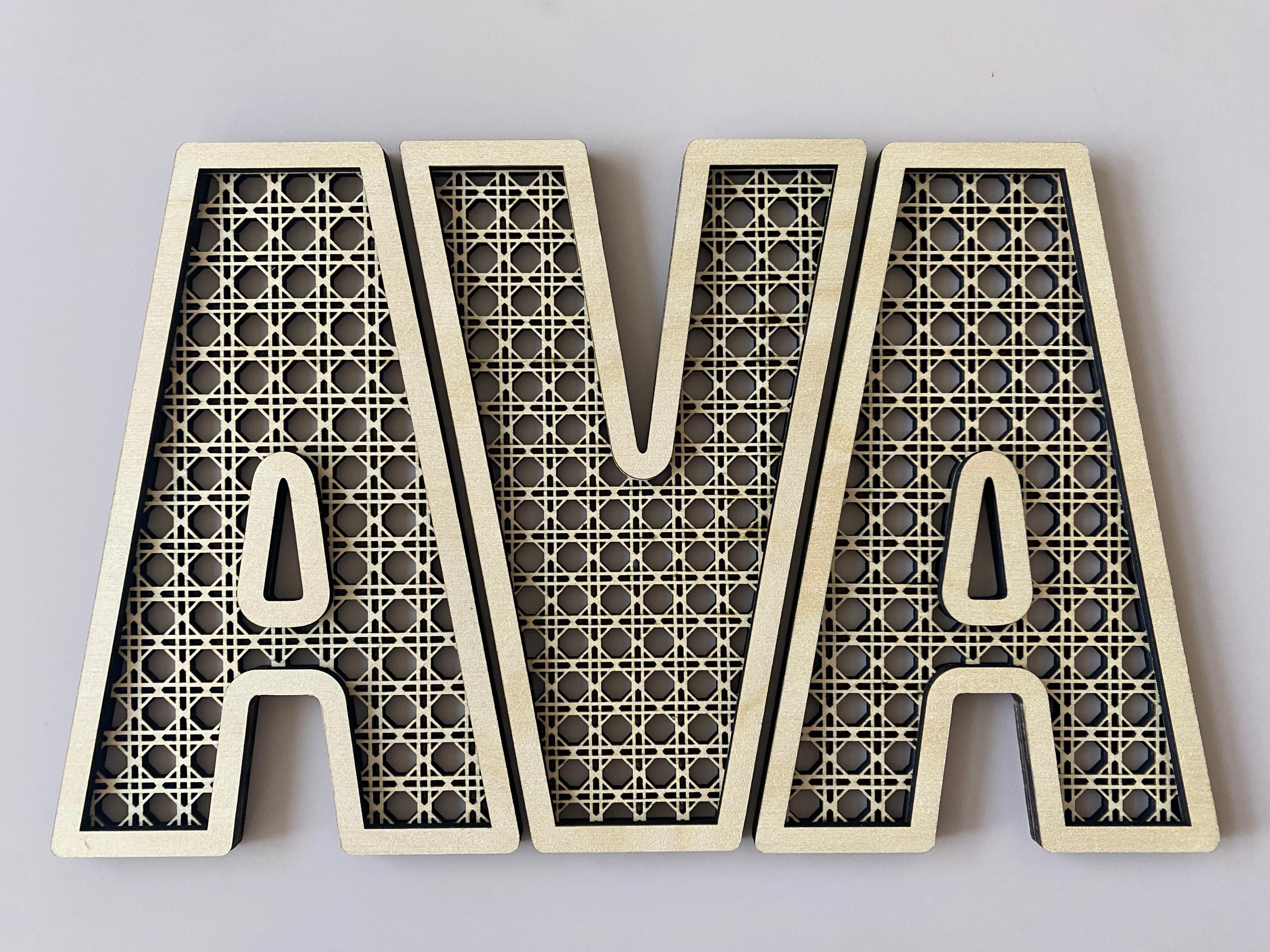 Rattan Letters, Kids Wall Hanging, Wooden Rattan Look Letters, Boho ...