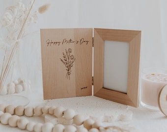 Cadre photo pliant style livre pour la fête des mères, fleurs personnalisées, cadre photo en bois, cadeaux pour maman, cadeaux pour grand-mère, cadeaux pour grand-mère