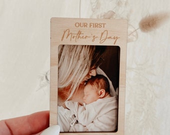 Our First Mother's Day photo fridge magnet, refrigerator magnet, mothers day gift, wooden personalised engraved fridge magnet, photo magnet