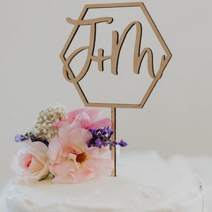 Hexagon Wedding Cake Topper, Personalised Wedding Cake Topper, Wooden Cake Topper, Acrylic Wedding Cake Topper, Wedding