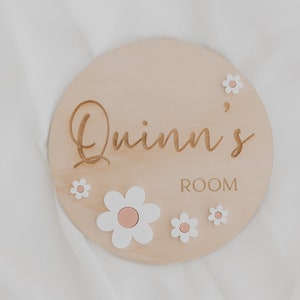 Baby/Kids Bedroom Plaque Acrylic Daisy, Wood Bedroom Sign, Kids room decor, nursery decor