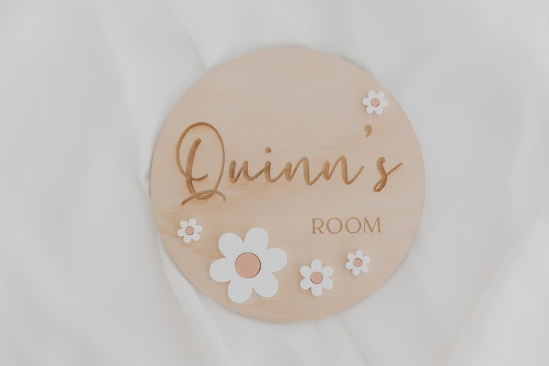 Baby/Kids Bedroom Plaque Acrylic Daisy, Wood Bedroom Sign, Kids room decor, nursery decor