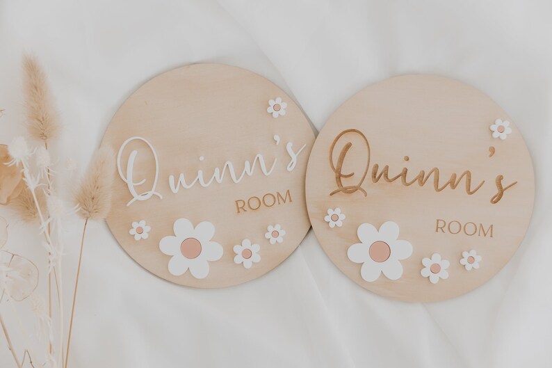 Baby/Kids Bedroom Plaque Acrylic Daisy, Wood Bedroom Sign, Kids room decor, nursery decor