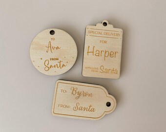 Christmas Present tags - From Santa, sustainable gifting, wooden present tags, santa gift tags