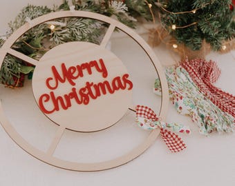 Kransset - vintage stoffen kerstkransset - hout en acryl Vrolijk kerstfeest, maak het zelf DIY-krans, vintage kransdecor