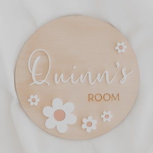 Baby/Kids Bedroom Plaque Acrylic Daisy, Wood Bedroom Sign, Kids room decor, nursery decor