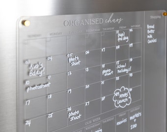 Calendrier mensuel pour réfrigérateur organisé Chaos, Calendrier en acrylique, Agenda mensuel, Calendrier de famille, Agenda pour réfrigérateur, Calendrier transparent pour réfrigérateur