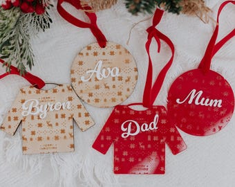 Ugly Sweater Christmas Bauble, Personalised Christmas Tree Bauble, XMAS, Christmas Decorations