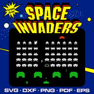 Space Invader-vectorkunst | Retro Gaming SVG-, PNG- en pdf-bestanden | Pixelart voor de Cricut, Silhouette en Digital Crafts