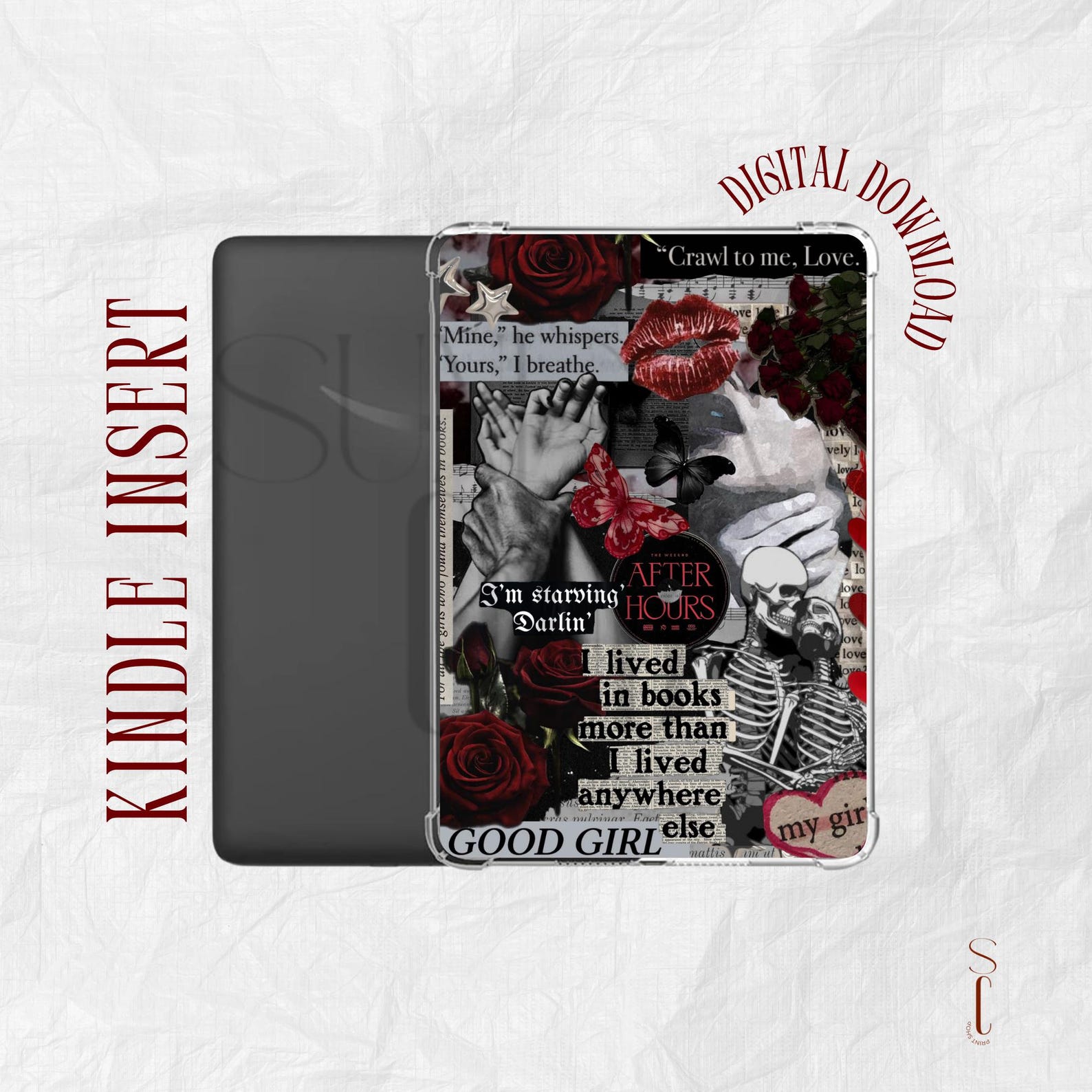 Dark Romance Inspired Kindle Insert | Kindle Printable | Clear Case ...