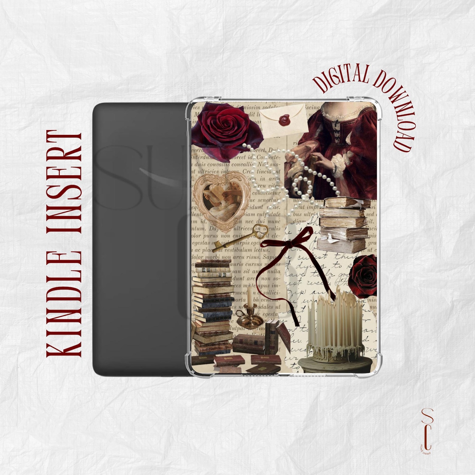 Gothic Romance Inspired Kindle Insert ~ | Kindle Printable | Clear Case ...