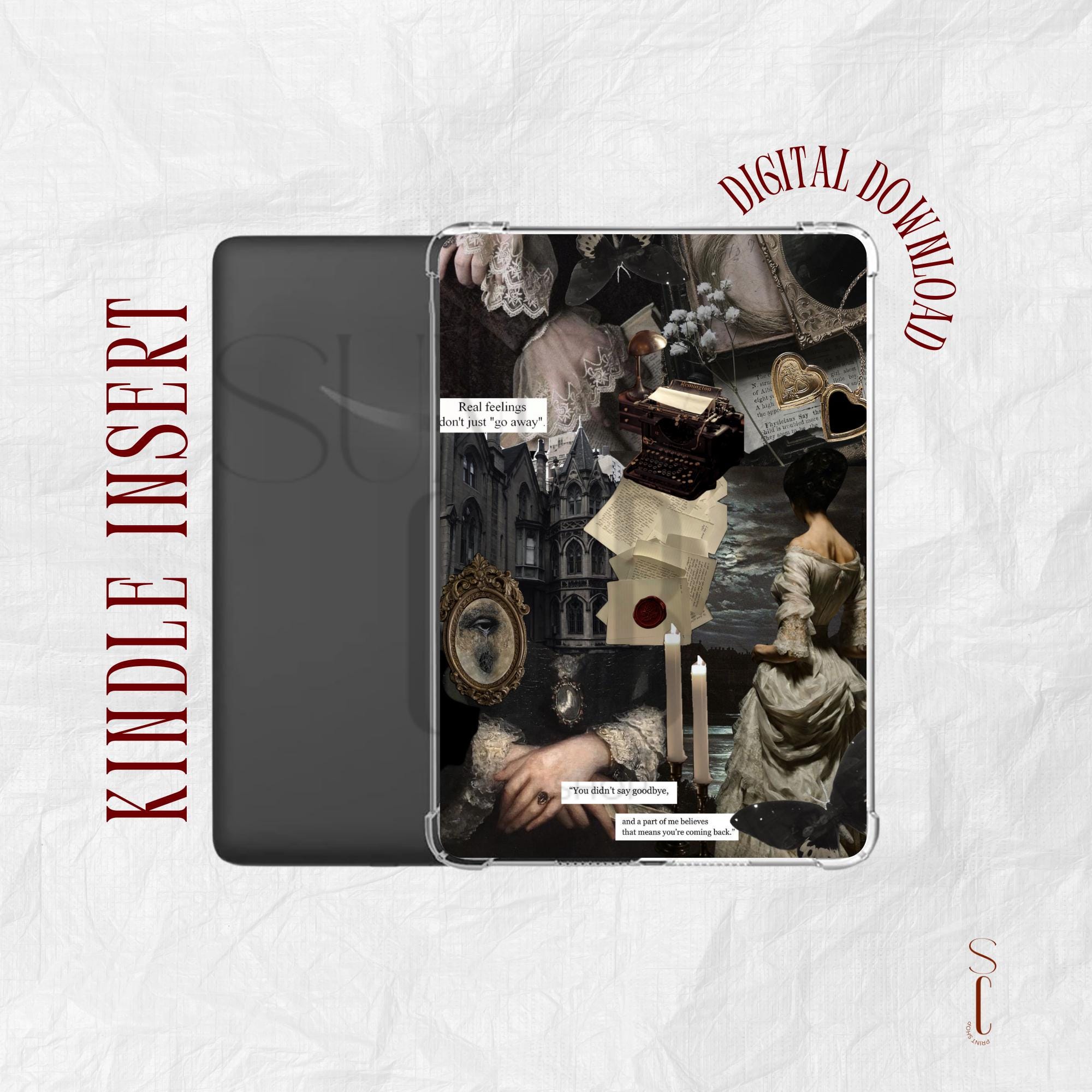 Dark Gothic Inspired Kindle Insert | Kindle Printable | Clear Case ...