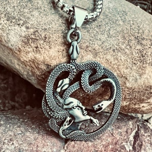 Gothic Medusa Snake Necklace| Greek Mythology| Silver Statement Jewelry| Unisex Oddities|