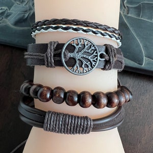 Multilayer Leather Braided Unisex Bracelets| Classic Punk Woven Men/Women Jewelry Gift| Stacked Leather Bracelet for Graduation/ Fathers Day