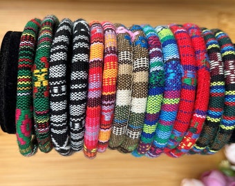 Handmade Multicolor Fabric Bracelet, Ethnic Tribal Boho Anklet, Unisex (17")