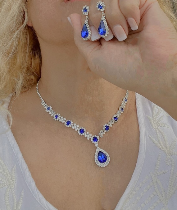 Collana da sposa, gioielli da sposa, festa di ballo, zirconi cubici bianchi trasparenti AAA, collana da tennis con colletto marquise in oro bianco rodiato di lusso - Italia