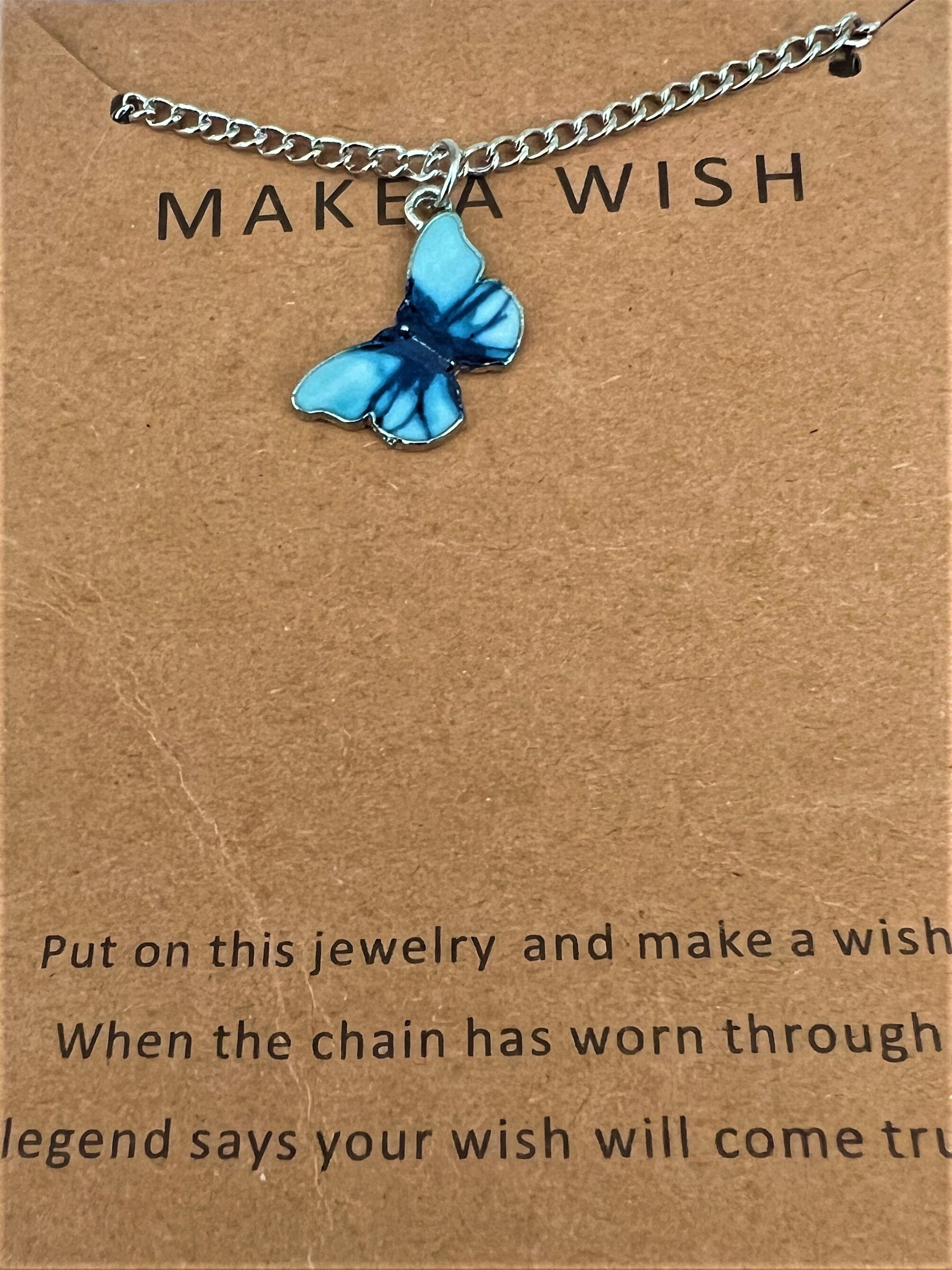 Enameled Butterfly Pendant Necklace | Make a Wish Card - Etsy