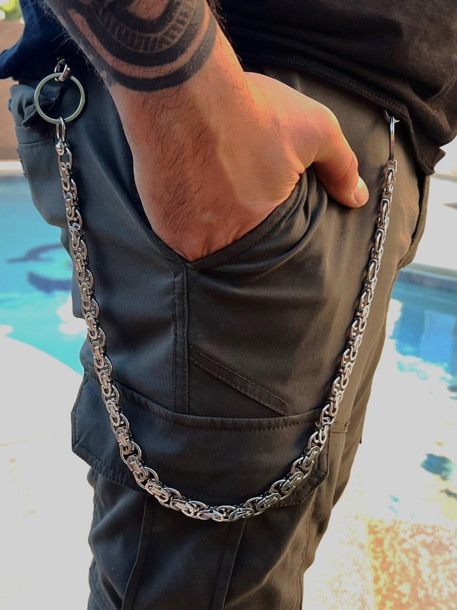 15mm Byzantine Stainless Steel Pants Chain, Goth Emo Unisex Wallet