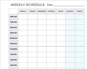 Hourly Weekly Schedule/Planner Printable (Portrait), Weekly To Do List, Binder Insert