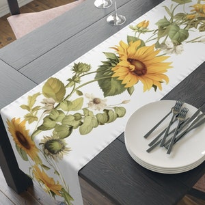 Whimsical Sunflower Table Runner, Floral Table Runner, Summer and Cottagecore Decor, Enhances Dining Space, 72 or 90 Inches