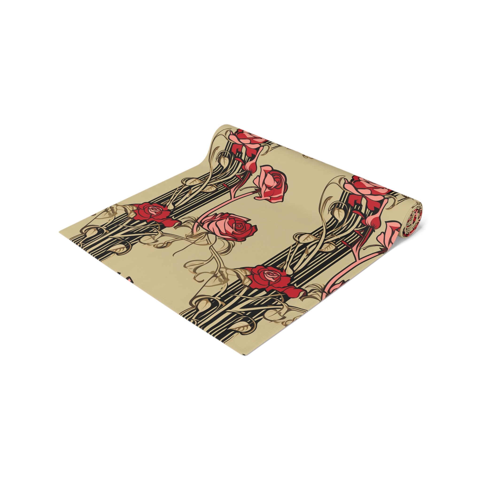 Blush Rosevine Table Runner – Floral Farmhouse & Romantic Dining Decor