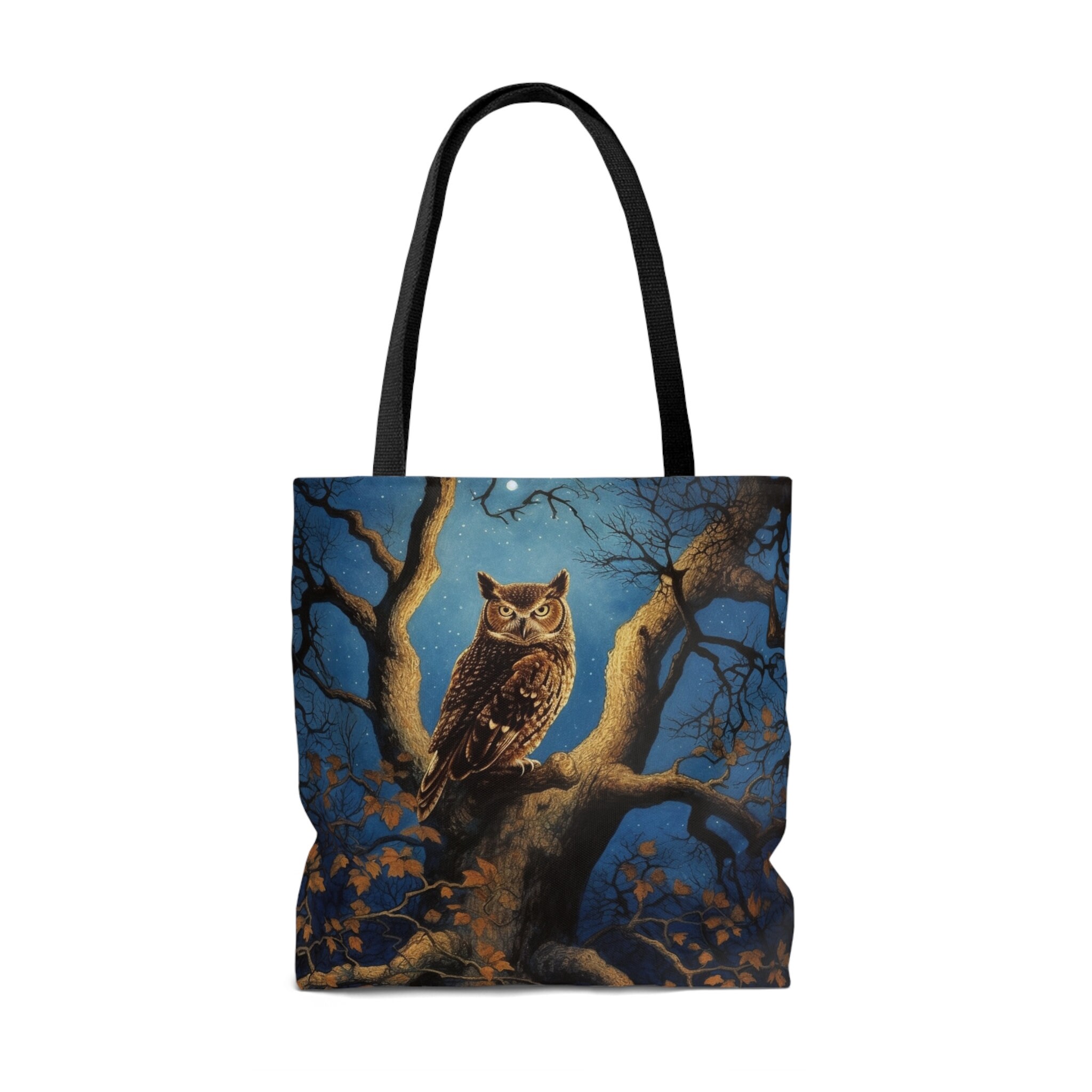 Wise Owl Night Tote Bag Moonlit Tree Design Tranquil Forest - Etsy