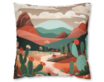 Southwestern Desert Decorative Pillow Case, Modernist Landscape Home Decor, Dry Climate Accent, Insert Not Included
