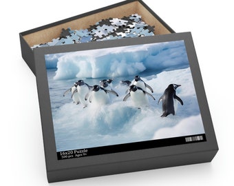 Antarctic Penguins Playground - Family Fun Jigsaw Puzzle, Cognitive Game for All Ages, 120, 252, or 500 Pieces