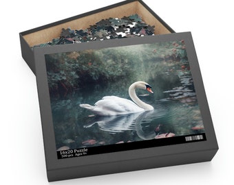 Graceful Glide - Swan Lake Jigsaw Puzzle, Relaxing Adult & Kids Game, 120, 252, or 500 Pieces