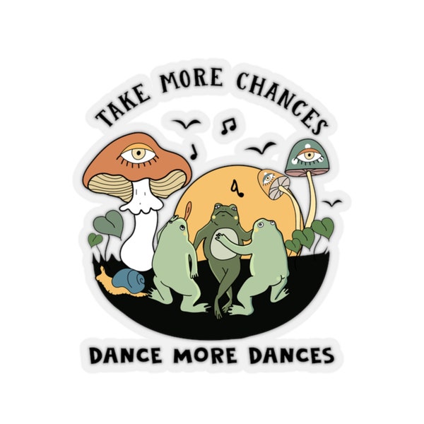 Retro Dancing Frog Sticker, Mushroom Sticker, Frog Decals, Cute Frog Sticker, Frog Vinyl Stickers, Hydro Sticker, Kawaii Stickers, Frogcore