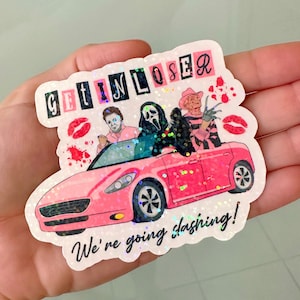 Barb Horror Halloween Sticker/Mean Girly/Holographic Sticker/y2k,millenial/Holographic Die Cut/Personalized, hydroflask, waterbottle, gifts