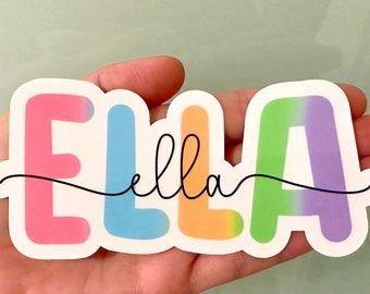 Custom Name Colorful Rainbow Sticker/Personalized Sticker/ Vinyl/ Die Cut Sticker/waterbottle decal, rainbow name decal, colorful, two fonts
