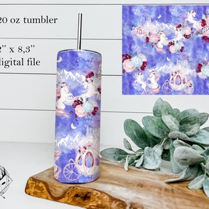 20oz Straight Tumbler Sublimation Design, Digital Download, Unicorn