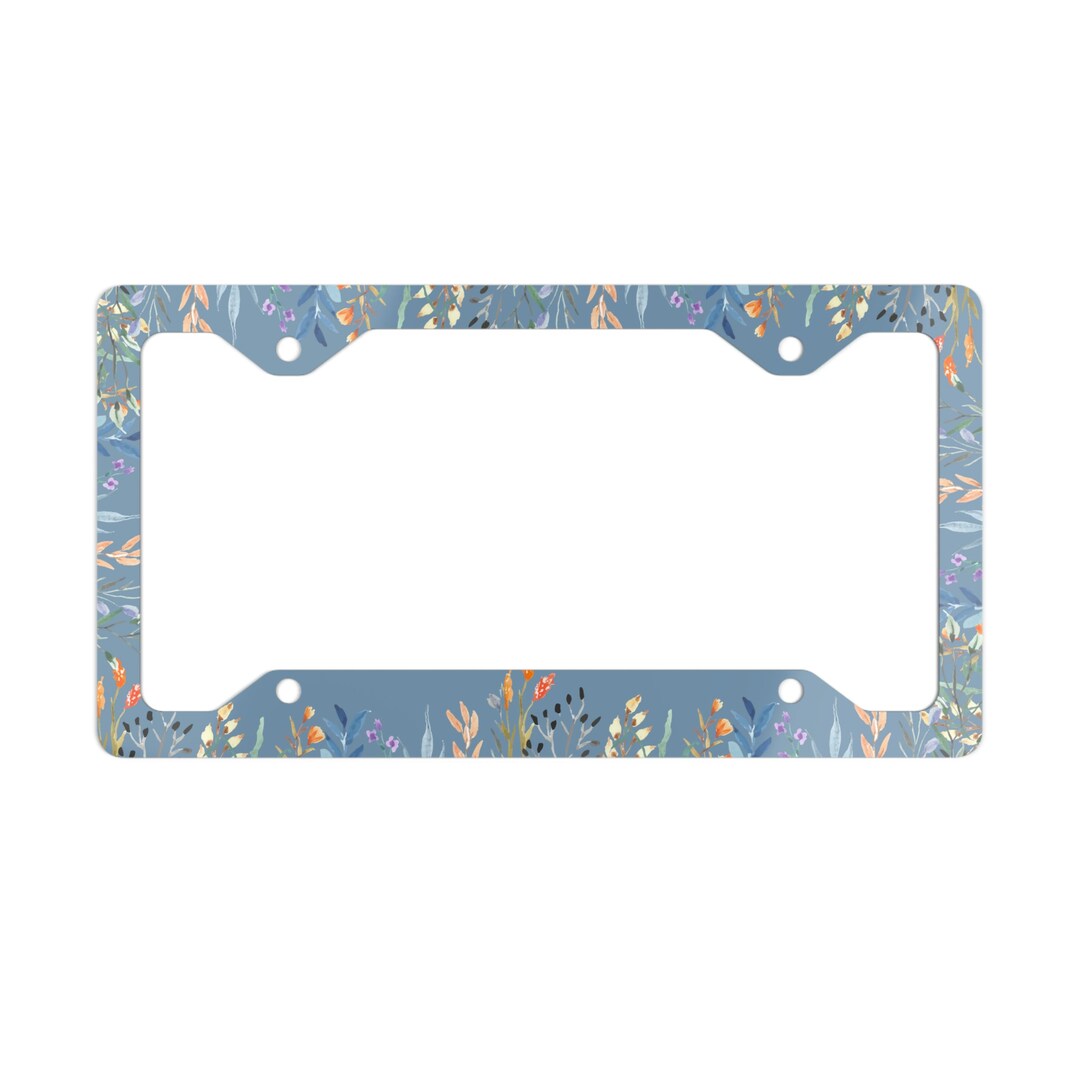 Metal License Plate Frame Floral License Plate Frame Car - Etsy