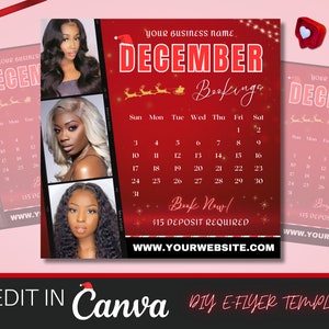 December Booking Flyer, Christmas Booking Flyer, Holiday Bookings Available, DIY Flyer, Christmas Flyer, Hair, Nails, MUA, Lashes, Braids