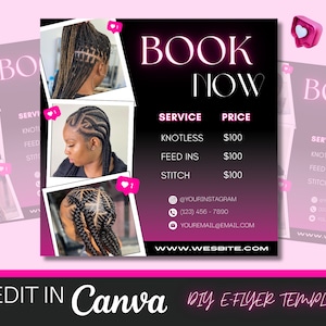 DIY Book Now Flyer, DIY Canva Flyer, Bookings Now Available Flyer, Hair, Lashes, Make up, Nails, Stylist, Social Media Flyer, Canva Template