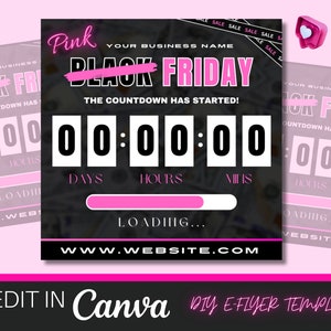 Folheto de sexta-feira rosa, promoção de sexta-feira negra, modelo de sexta-feira rosa, folheto de venda em flash, folheto de venda, postagens no Instagram da sexta-feira negra, folheto de contagem regressiva