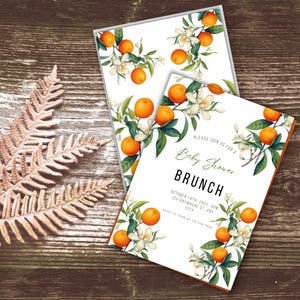 Orange Citrus Baby Shower Invitation, Citrus Baby Shower Invite, Gender Reveal Invite, Orange Theme editable baby invite, Shower Party