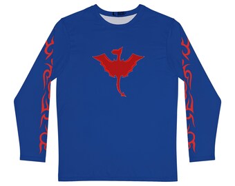 Men's Blue Celtic Dragon Long Sleeve Shirt